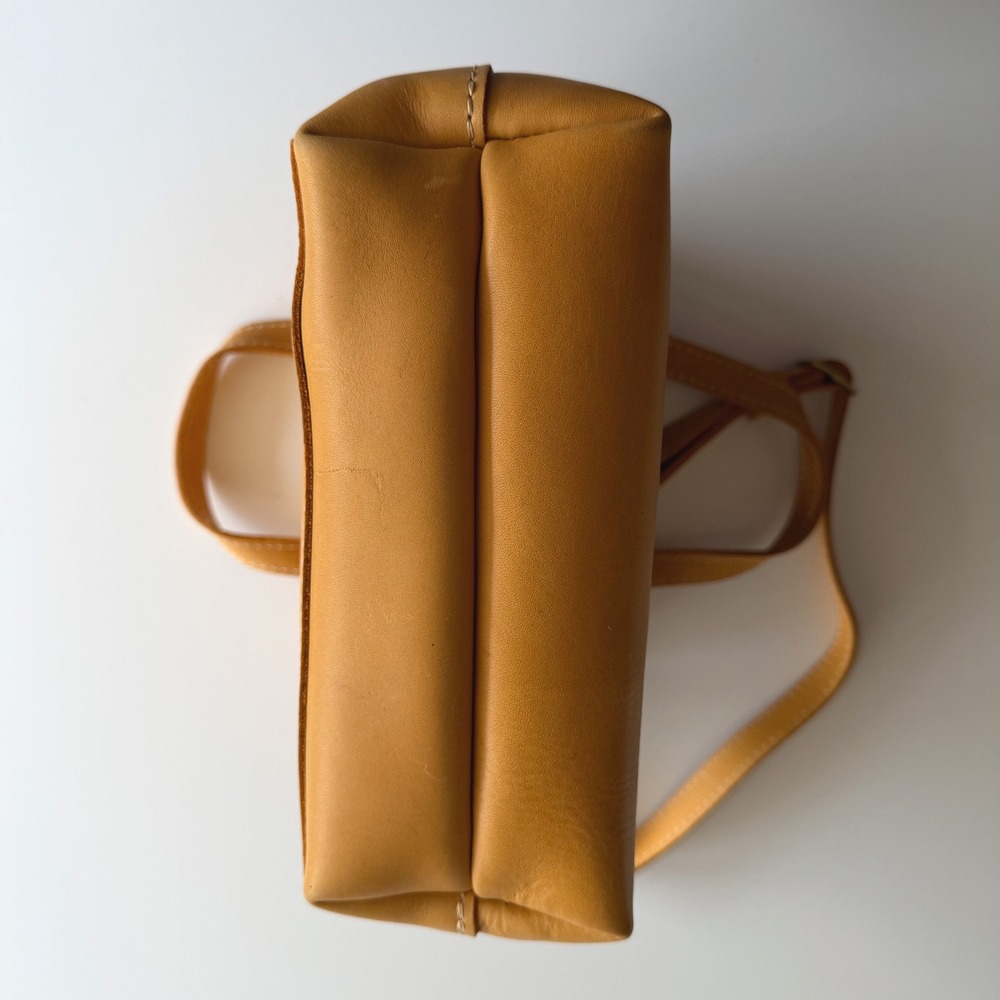 Portland Leather Goods Mini Crossbody Snap Top Sunflower Yellow Bag Purse - Picture 3 of 8